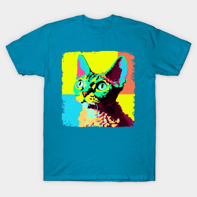 Devon Rex Pop Art - Cat Lover Gift T-Shirt by PawPopArt